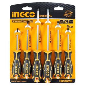 Juego de destornillador estria y plano. INGCO 6 PCS M/GOMA  HKSD0628